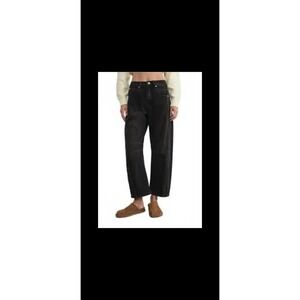 Aaron & Amber Relaxed Fit Cropped Barrel Jeans in Black Sz small
